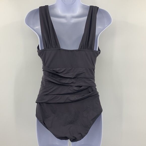 Garnet Hill Gray One Piece Swim Sz 8 - Picture 4 of 9